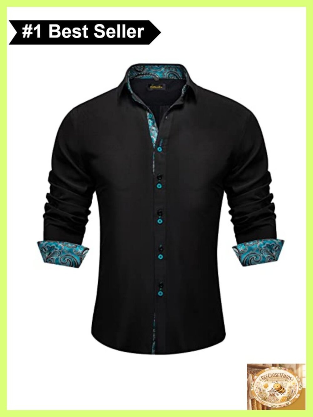 Men's Cotton Button Down Dress Shirt Long Sleeve Regular Fit Contrast Collar